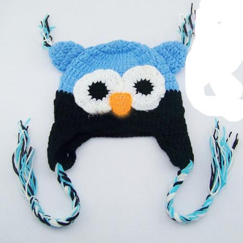 20pcs * 올빼미 EarFlap 크로 셰 뜨개질 모자 아기 수제 크로 셰 뜨개질 비니 모자 손수 만든 OWL 니트 모자 소녀