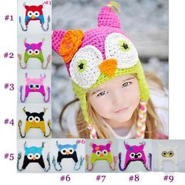 20pcs* Owl EarFlap Crochet Hat Baby Handmade Crochet beanie Hat Handmade OWL Knitted hat girls