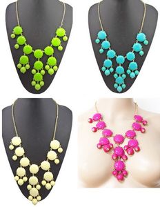 idealway New Hot Sale Acrylic Bubble Necklace Gold Chain Bib Statement Fashion Necklace 3 colors