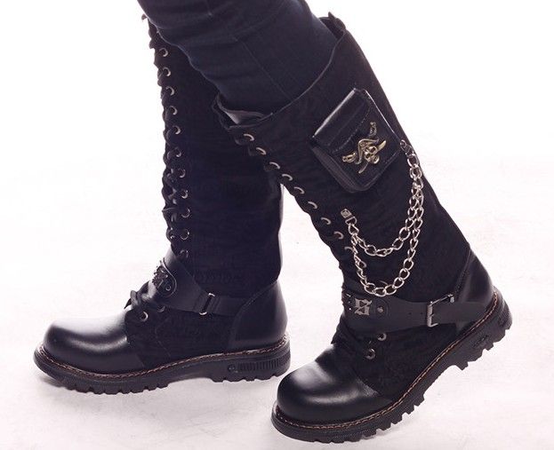men's knee high boots lace up