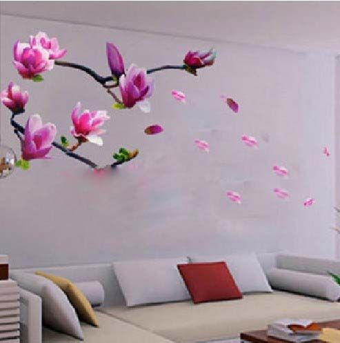 removable wall stickers,bedroom,living room TV wall art stickers,magnolia flowers wall sticker decal
