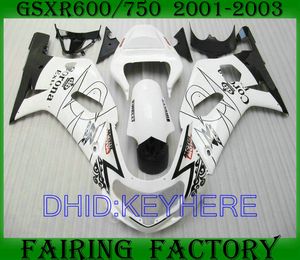 White corona fairing for SUZUKI GSXR 600 750 2001 2002 2003 GSXR600 GSXR750 01 02 03 fairings kit