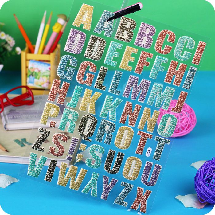 ALPHABET STICKERS PUFFY SCRAPBOOKING 21*29cm Student Letter Decor Hot