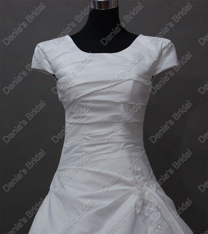 Ny Ankomst Vintage Kortärmad Brud Bröllopsklänningar Tulle Lace Cover Real Faktiska bilder DB239