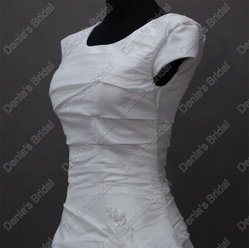 Ny Ankomst Vintage Kortärmad Brud Bröllopsklänningar Tulle Lace Cover Real Faktiska bilder DB239
