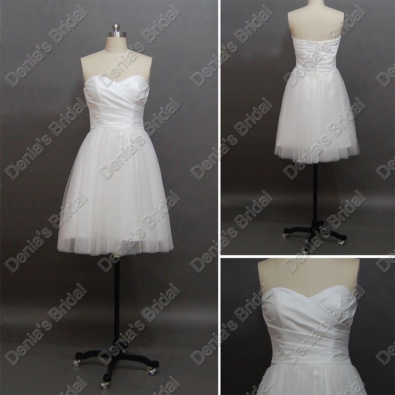 Discount 2012 Short Beach Wedding Dresses Sweetheart Pleated Neck