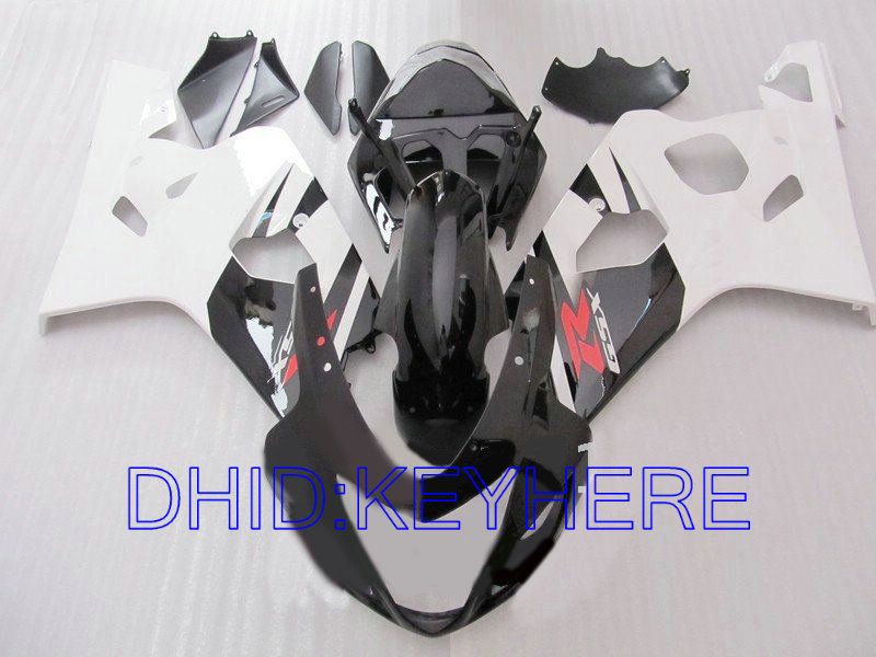 Vit svart karosseri för Suzuki GSXR 600 750 2004 2005 GSX R600 GSXR600 GSXR750 04 05 K4 Fairing Kit