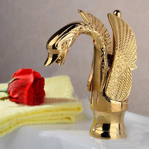 2021 Swan Shape Basin Faucet Antique Brass Bathroom Single Handle Tap