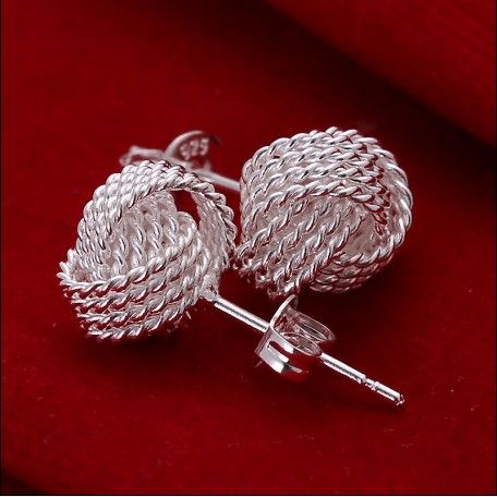 Brand new high quality 925 silver tennis stud earrings fashion gift jewelry lot2676