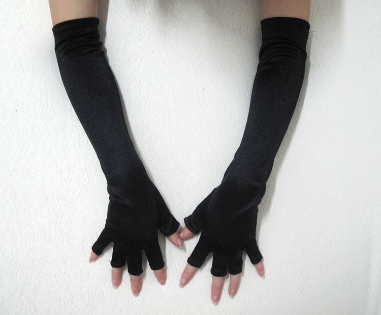 long black fingerless gloves
