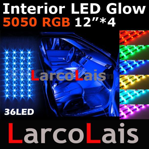 Wireless Remote 24 Mode 4x 30cm 4x12 Rgb 5050 Car Interior Led Glow 4pcs 36 Led 4x12 30cm Wireless Remote 7 Color Rgb 5050 Smd Interior Glow Strip Light Kit Under Car Waterproof Sound Active