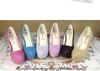 Scarpe da sposa multicolori scintillanti con plateau e tacco a spillo, scarpe eleganti natalizie 6 colori