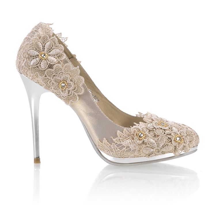 Lace Flowers Diamond 10cm Heels Waterproof Prom Evening Party Dress