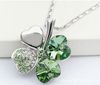 Nouvelle arrivee ! chance Cristal quatre feuilles Pendentif collier Mode femmes .24 pcs/lot