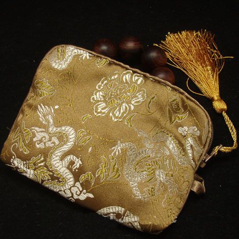 Cotton Filled flower floral Zipper Small Makeup Bag Tassel Silk Brocade Mini Pocket photo Camera Bag Gift Packaging Pouches wholesale