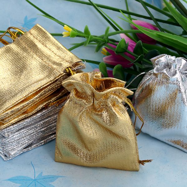 

Горячие 100шт золото серебро 5.5x7cm шнурок органза ювелирные изделия сумка / органза сумка, Рождество Свадьба День Рождения Пасха партии подарок сумка