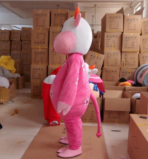 Pink Cow Mascot Beautiful Cow Costumes Halloween Mascot Adylt Fancy