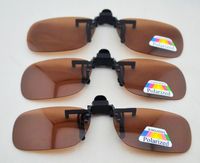 Brown Polarized Clip on Flip up Plastic Sunglasses, day visi...
