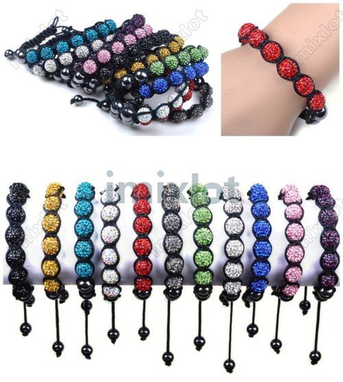 Hot Sale Hand Tied Bracelet With Paven Crystal Mixed Color Disco Ball