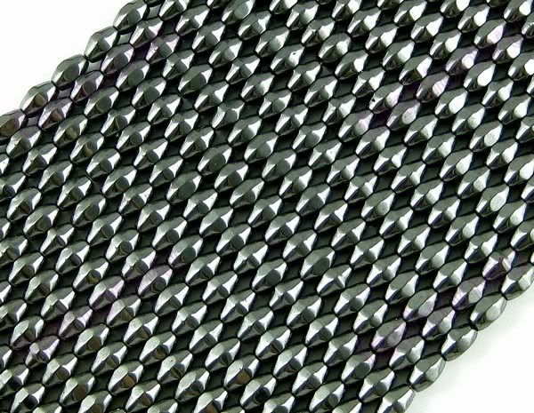 MIC Preto Hematite Magnético Facetado Rhombus Semente Arroz Beads Loose Grânulos Jóias DIY Hot Sell