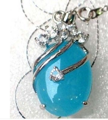 Venda Por Atacado jóias infantis colar de pingente de jade azul prata