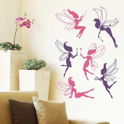 Fairy Wall Art removable wall decal sticker flower fairy girl room nursery wall Fairy Wall Art removable wall decal sticker flower fairy girl room nursery wall