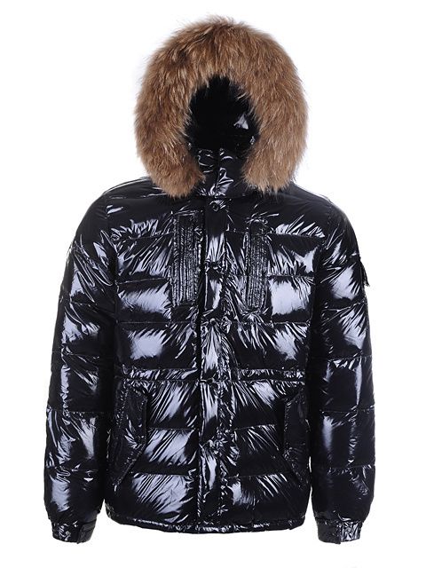 Best Quality Brand Shiny Black Down Jacket Rod Fur Hooded Men Jackets ...