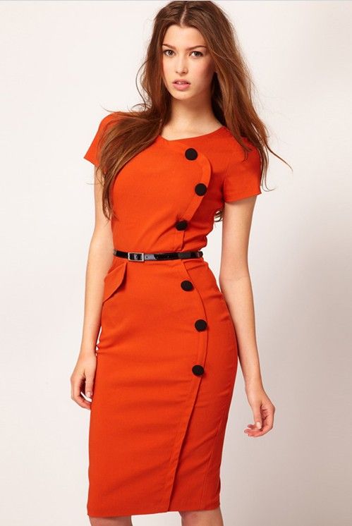 orange work dress