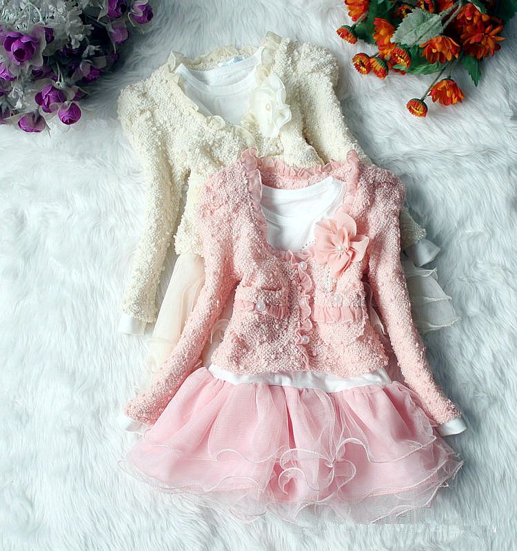 Mädchen Kleider Anzüge Schöne Blumen Tops Puff Kleid Baby Kleidung