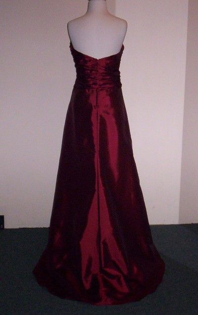 Burgundy Red Strapless Bodice Features Ruching Panel Wraps Back Waist ...