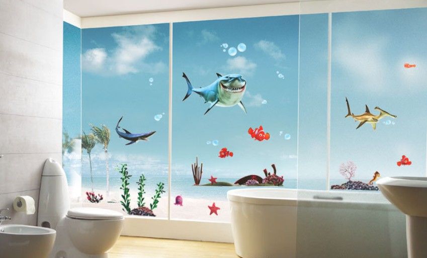 Bathroom Wall Sticker Can Remove Children Room Decor Wall Stick ... Bathroom Wall Sticker Can Remove Children Room Decor Wall Stick ...