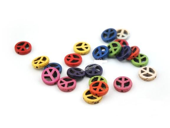 Cuentas diy de 15mm teñidas turquesa paz cuentas dispersas multicolor opcional 300 Uds