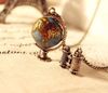 Nouvelle arrivée mode vintage télescope voyage globe pendentif collier femmes chandail chaîne 20 pcs