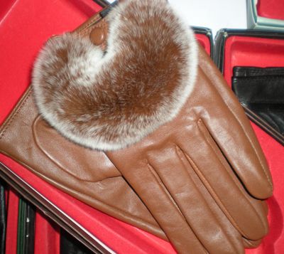 

Real leather gloves fur fringed 5 fingure skin LEATHER GLOVE 10pairs/lot #2383