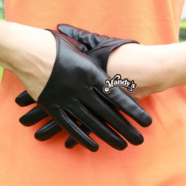 !womens Sheepskin Leather Half Palm Gloves Balck From Weddinghouse2, 10.11