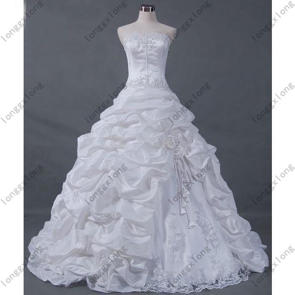 Discount Actual Images! White/Ivory Cheapest Famous Designer Taffeta Bridal Dresses Wedding