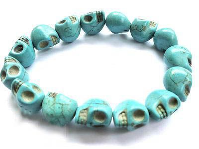 24 stks / partij Stretch Vislijn Multicolor Turquoise Skull Strand Armbanden