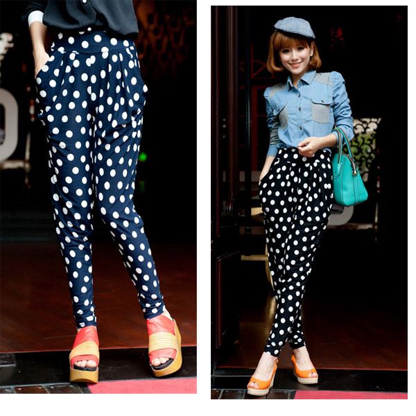 2019 Korean Fashion Women Trousers Ladies Point Harem Pants Leggings