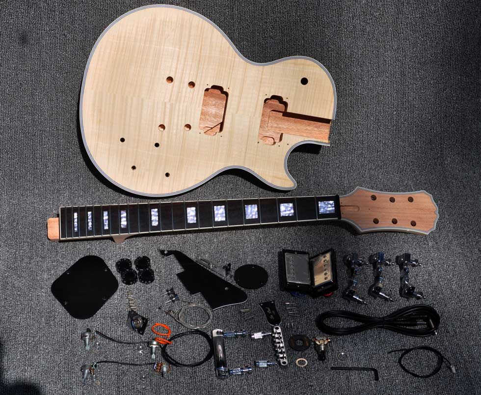 2012 Unfinished Electric Guitar Kit With Flamed Maple Top DIY guitar For Custom Shop Style