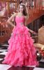 2015 Великолепные милые вечерние платья Aline с многослойными оборками персиково-красного цвета, настоящие реальные изображения7674323