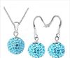 Fashion 925 silver AB Color Disco Crystal Beads Ball Pendant Necklaces Earrings Chains 30set/lot