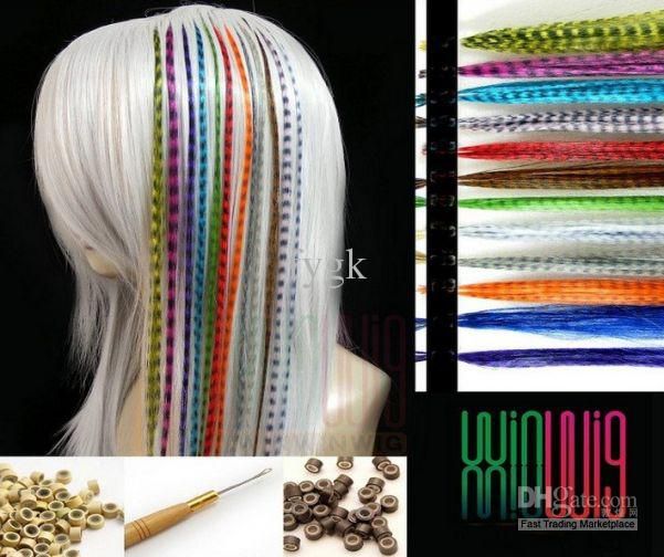 16 Inch Long Synthetic Grizzly Rooster Feather Hair Extension Feathers