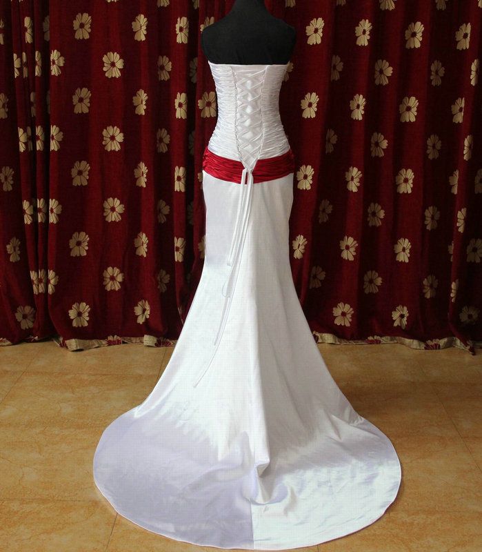 Custom Made ! Red Belt Corset Top Elegant Wedding Dress Bridal Wedding