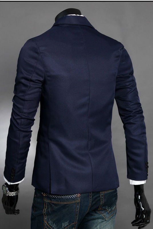 2016 Fashion Silm Fit Stylish Mens V Neck One Button Blazer Suit ...