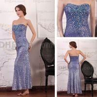 Strapless Luxury Purple Evening Party Dresses Sequins Blue Rhinestones Beaded Real Actual Images Dhyz 01