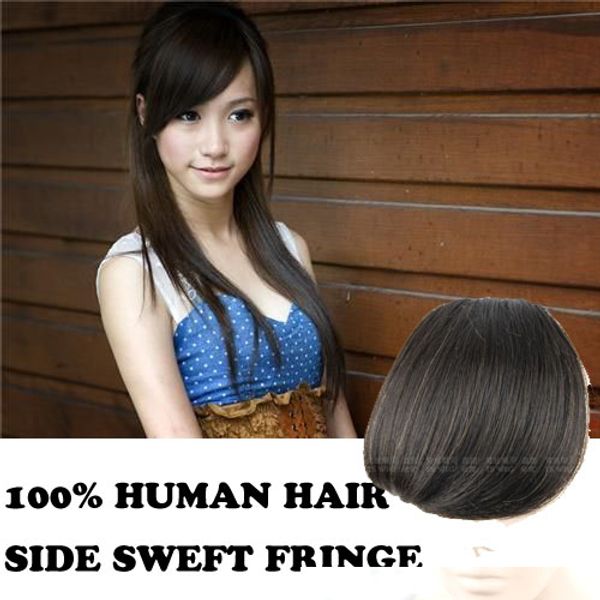 100 Human Hair Side Swept Fringe Bangs Clip In Hair Extensions