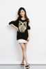 women sweater autumn winter owl dew shoulder nail bead pullovers sexy sweaters black red XMAS