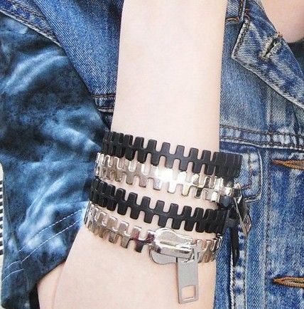 Nouvelle arrivée vintage punk personnalité fermeture éclair bracelet multicolore femmes élégantes en stock cadeaux de noël 