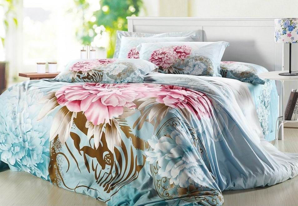 Flowers Peony Active Printed Bedding Set Queen Duvet Cover Sets
