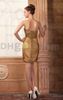 2015 Sexy Sweetheart Gold Matt Satin Cocktail Sukienka nad długością kolanową prawdziwe zdjęcia